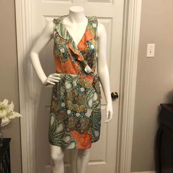 Tommy Hilfiger wrap around sleeveless v neck dress size L colorful summer beach - Picture 1 of 16